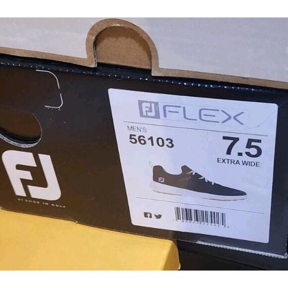 NEW FootJoy Flex Men's Golf Shoes Black 56103 7.5 Wide New NIB Excellent - Picture 1 of 5